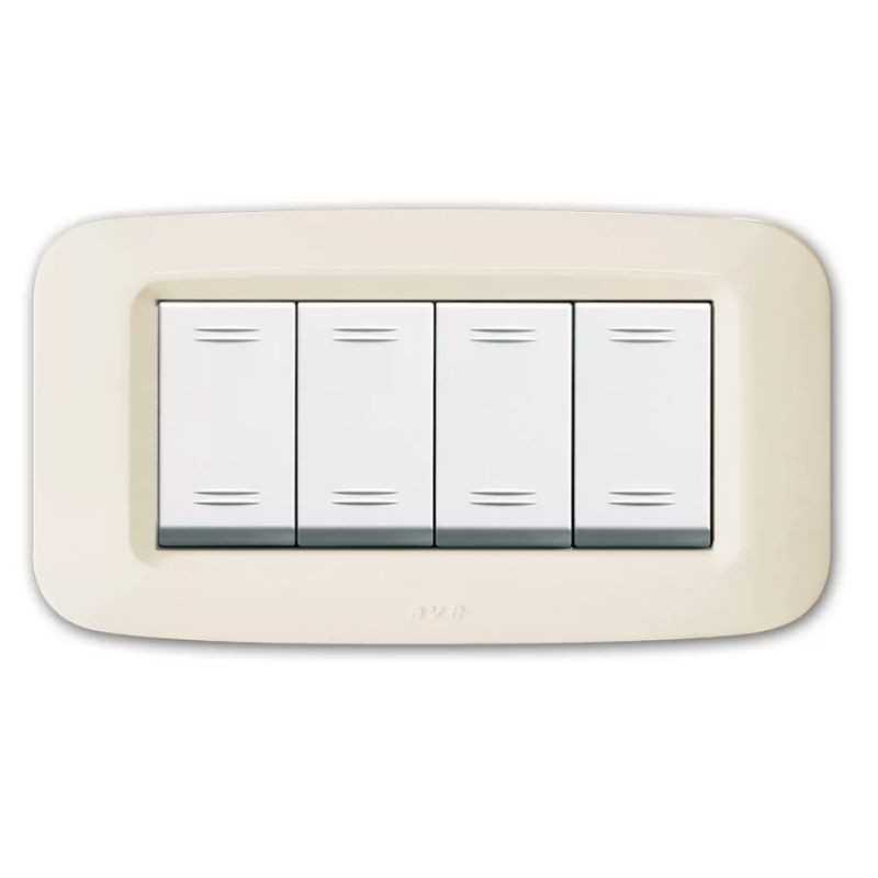 Placca AVE Bianco Blanc (RAL 1013) 4 moduli Yes 45 45PY04BP