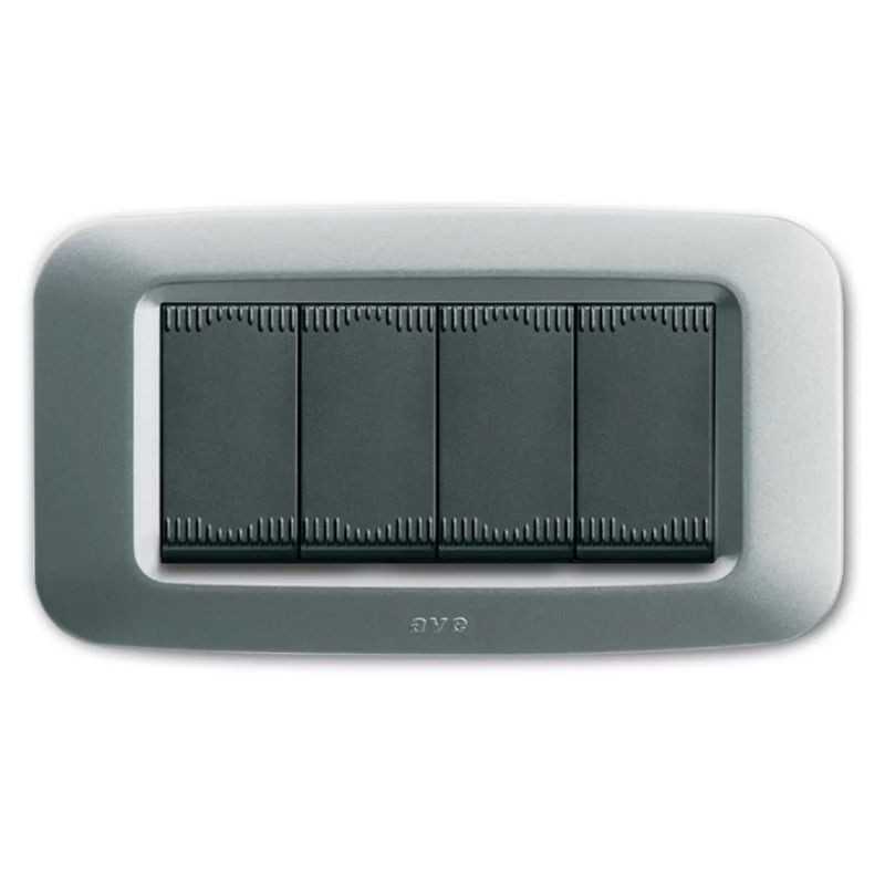 Placca AVE Argento opaco 4 moduli Yes 45 45PY04AO