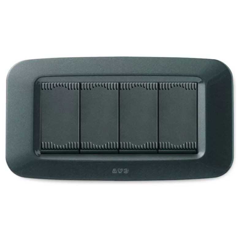 Placca AVE Grigio scuro metallizzato 4 moduli Yes 45 45PY04GSM