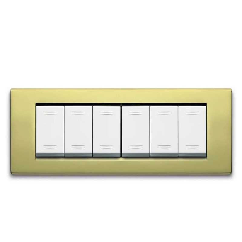 Placca AVE Ottone lucido 6 moduli Zama 45 45P96TT