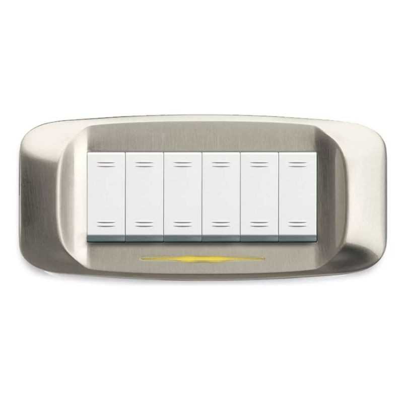 Placca AVE Nichel spazzolato 6 moduli Banquise 45 45PB96NCS