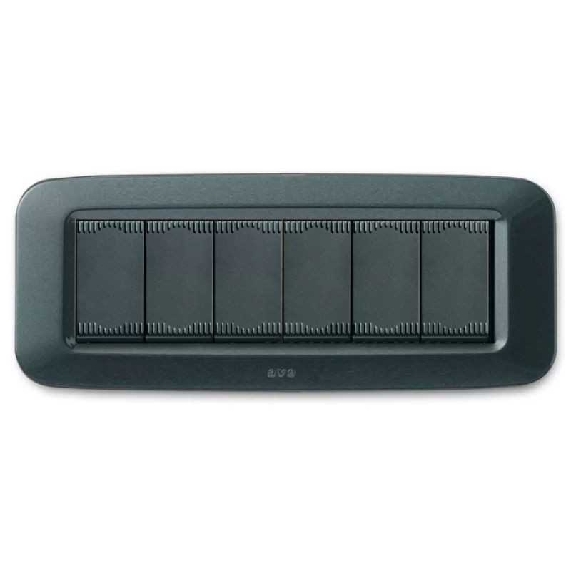Placca AVE Grigio scuro metallizzato 6 moduli Yes 45 45PY06GSM