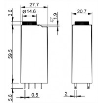 Rele' temporizzato ad innesto 2 contatti 24v Finder 850200240000 dimensioni_di_ingombro