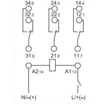Rele' temporizzato ad innesto 3 contatti 48V Finder 850300480000 schema_di_collegamento