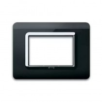 Placca AVE 44PY03NAL "Tecnopolimero Sistema 44" 3 moduli nero assoluto