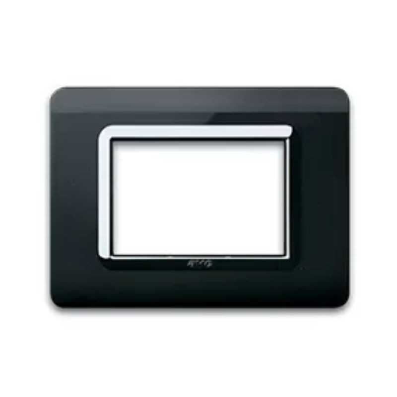 Placca AVE 44PY03NAL "Tecnopolimero Sistema 44" 3 moduli nero assoluto
