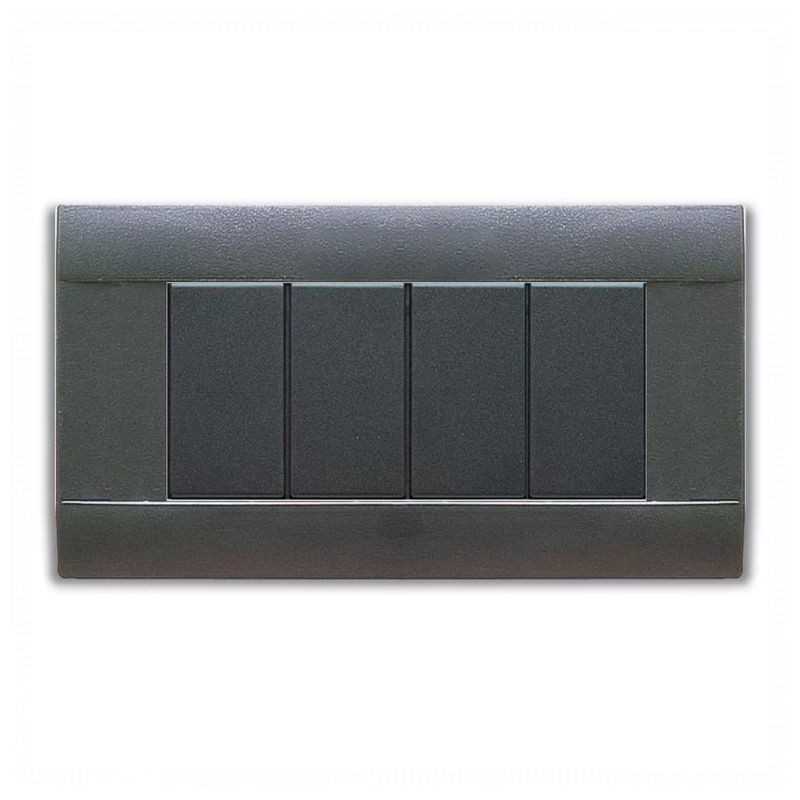 Placca Ave 4 moduli in tecnopolimero sabbiata grigio Noir 45P04GN