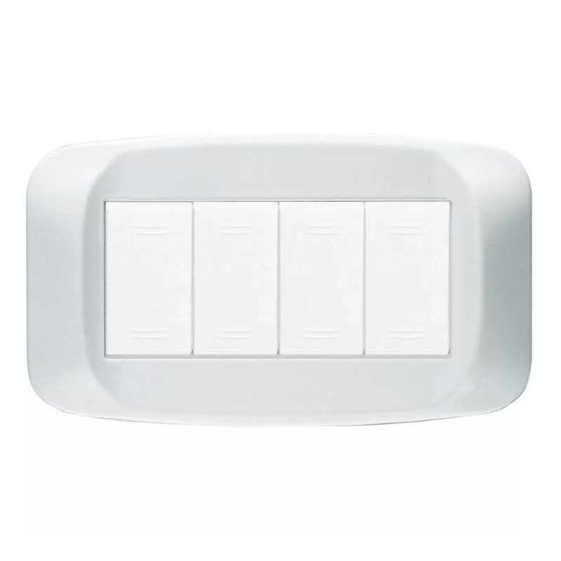 Placca Ave in Tecnopolimero 4 posti Bianco Banquise 45PB04BB