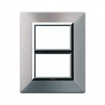Placca Alluminio naturale Zama44 3+3 Moduli con cornicetta Ave 44p933ALS