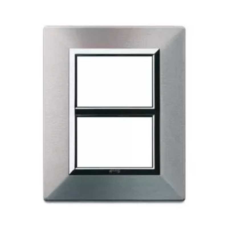 Placca Alluminio naturale Zama44 3+3 Moduli con cornicetta Ave 44p933ALS