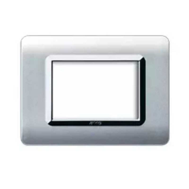 Placca AVE  44PY03ALS "Tecnopolimero Sistema 44"  3 moduli Alluminio naturale