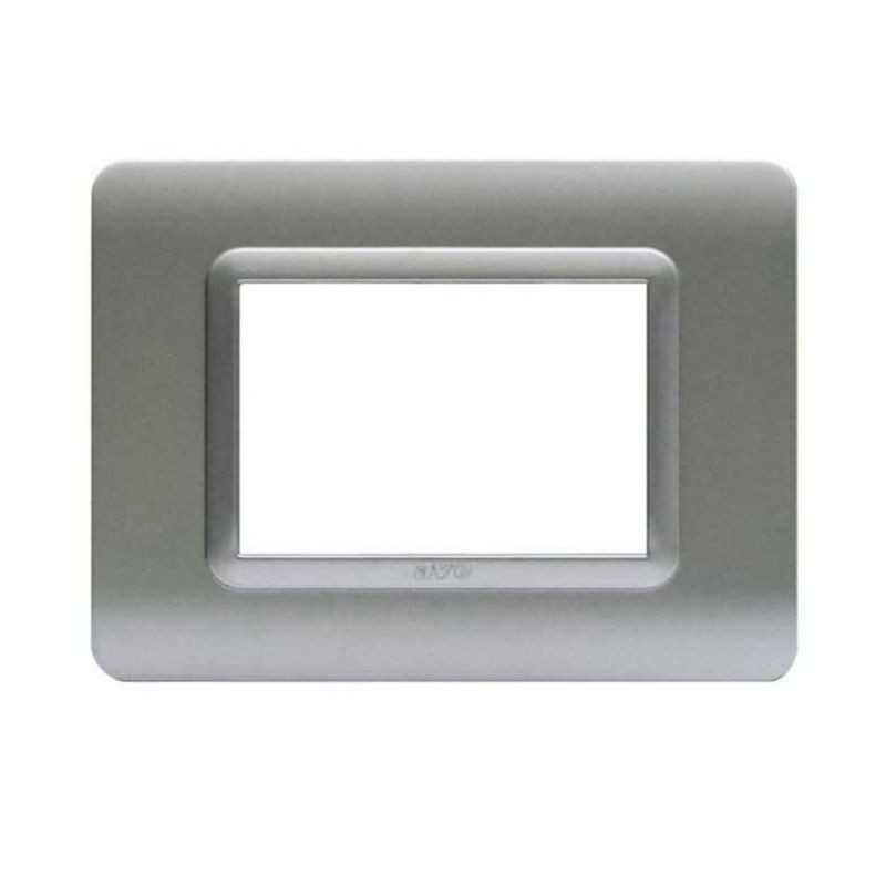 Placca Sistema 44 Tecnopolimero 44 3 moduli Argento opaco Ave 44PY03AO