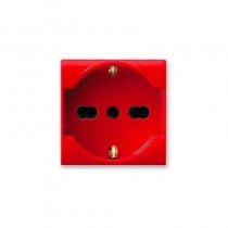 Presa Schuko Trivalente 10/16A Rossa 2 moduli Ave S44  442090/15TSR