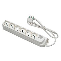 Multipresa con 6 biprese con spina a squadra e interruttore Fanton 40430