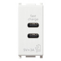 Presa di alimentazione 1 modulo 2 USB Tipo C 5V 1,5 A Vimar Plana 14292.CC