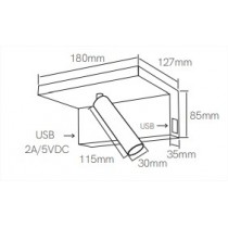 Applique decorativa BEAM a led orientabile 5W Bianca Beneito Faure 3958 dimensioni