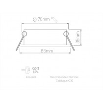 Anello tondo da incasso ROK per lampadine G5.3 bianco Beneito Faure 4755 dimensioni