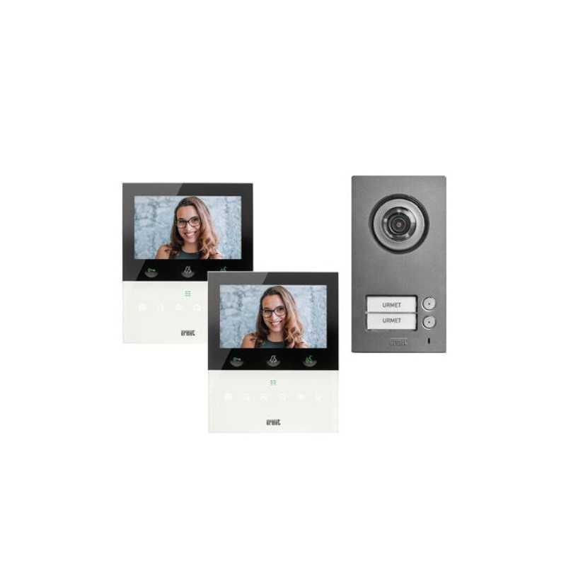 Kit bifamiliare video Mikra2+monitor Wi-Fi VOG5W bianco 2voice Urmet 1784/726