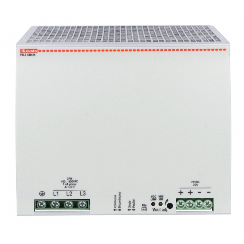 Alimentatore switching guida DIN trifase 24Vdc 480W Lovato PSL348024