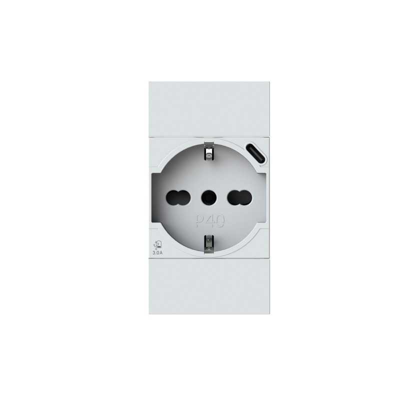 Presa P40 con USB C adatta a BTicino Living Now Bianco 4BOX 4B.KW.P40.USB