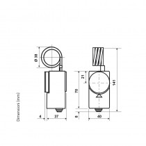 Dimensioni Termostato con capillare aspirale per ambiente industriale Fantini Cosmi C10A2