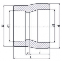 Riferimento dimensioni Riduzione con attacchi M/F 32x25mm verde per sistemi Aquatherm 1040032024