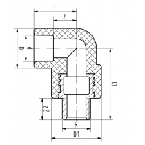 Raccordo a gomito con attacco filettato M 20mm per 1/2" Aquatherm 1070020099