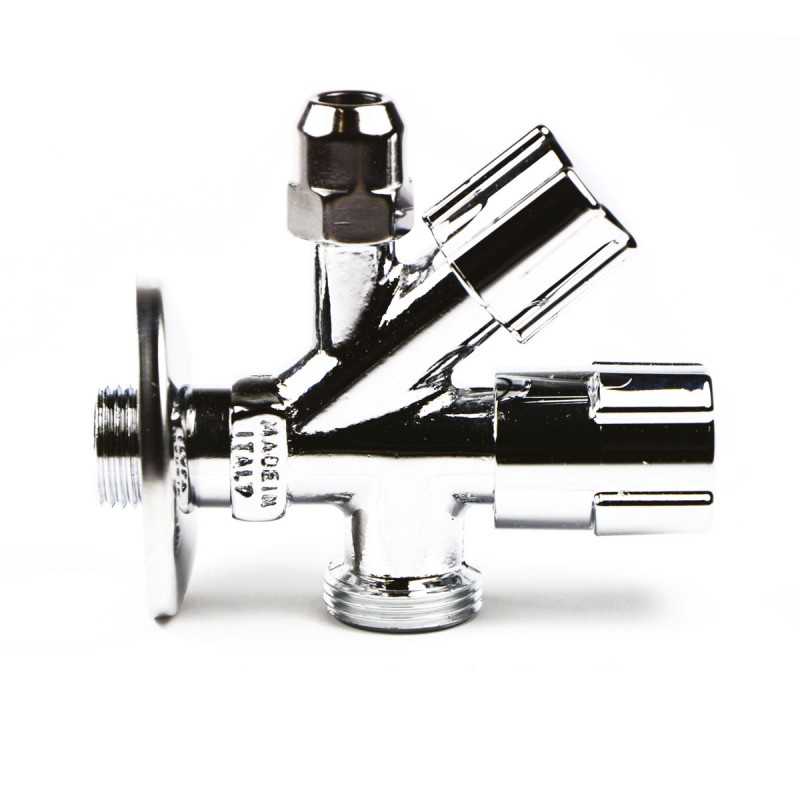 Rubinetto a doppia uscita a vitone 3/4" 3/8" 1/2" Luxor 70402102CC