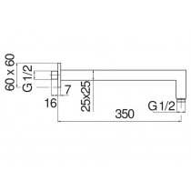 Riferimento dimensioni Braccio doccia cromato da parete lungo 350mm Nobili Carlo AD138/24CR