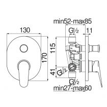 Riferimento immagine Miscelatore da incasso a 2 vie per doccia Nobili Carlo BS101100CR