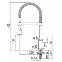Riferimento dimensioni Miscelatore per cucina con corpo orientabile Nobili Carlo BS101300CR/3CR