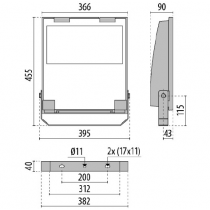 Riferimento dimensioni Proiettore LED 5000K GUELL CAM 2.5 ottica A/W 193W IP66 PRISMA 3114704