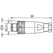 Connettore M12 4 poli Maschio 4x0.75mmq Murr Elektronik