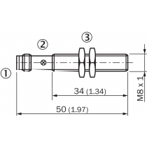 Disegno Sensore di prossimità induttivo connettore M8 3 pin Sick 1040838