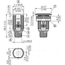 Dimensioni Sensore fotoelettrico cilindrico a riflessione fino a 6000mm GR18S Sick 1059553