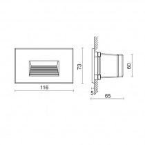 Segnapasso LED 3000K ad incasso per esterni NEW GREEN XS 5.5W SIDE E5889-LBC Misure
