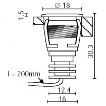 Faretto ad incasso LED 3000K Cromo per esterni EYES BASIC A 1.2W SIDE E900-M-LBC Misure