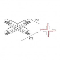 Congiunzione a X Nera 380V 16A per Binari SITRACK SIDE 990312