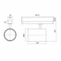 Proiettore LED 3000K 35W Nero da interno per binario elettrificato BEND XS 2019 SIDE 67309-LBC-40 Misure