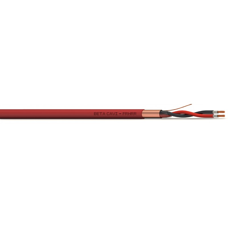 Cavo di trasmissione resistente al fuoco LSZH Rosso 2x1 PH120 7.30mm 100Mt BETA CAVI FRHRR2100SF100