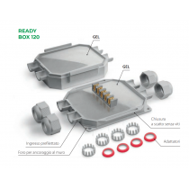 Cassetta di giunzione in gel a 4 ingressi IP68 Raytech READYBOX120