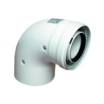 Curva coassiale a 90 gradi Bianca 60/100mm MF per caldaie FERRARI 107607