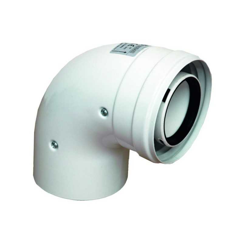 Curva coassiale a 90 gradi Bianca 60/100mm MF per caldaie FERRARI 107607