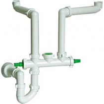 Sifone salvaspazio autopulente in PVC 2 vie 1" 1/2 per lavello BONOMINI 05005