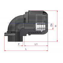 Riferimento dimensioni Gomito a 90 gradi KGF
