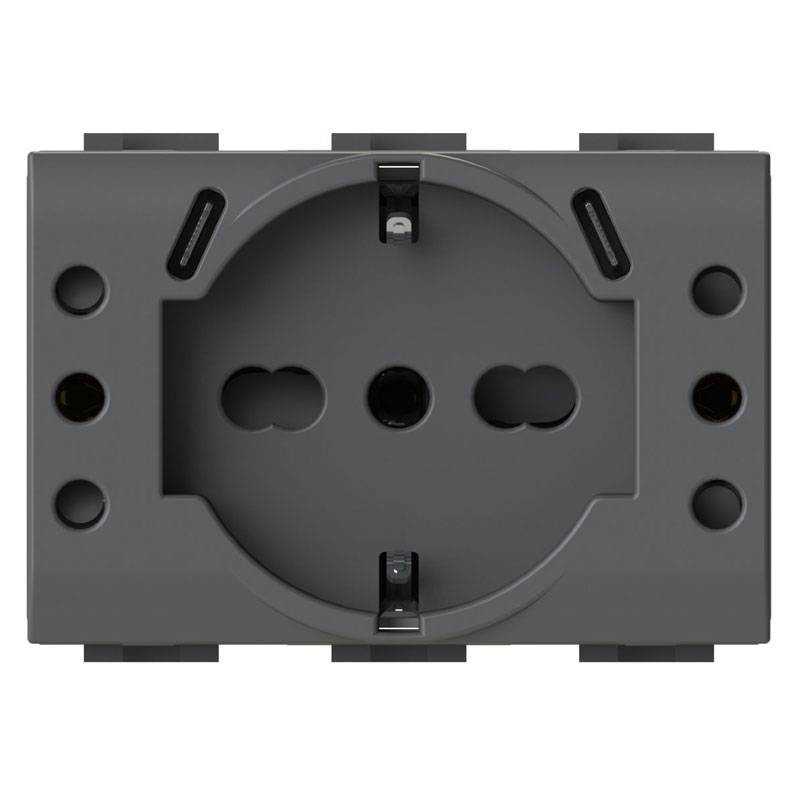 Presa P503 con USB C Antracite per BTicino Living 4BOX 4BUSBP503.L