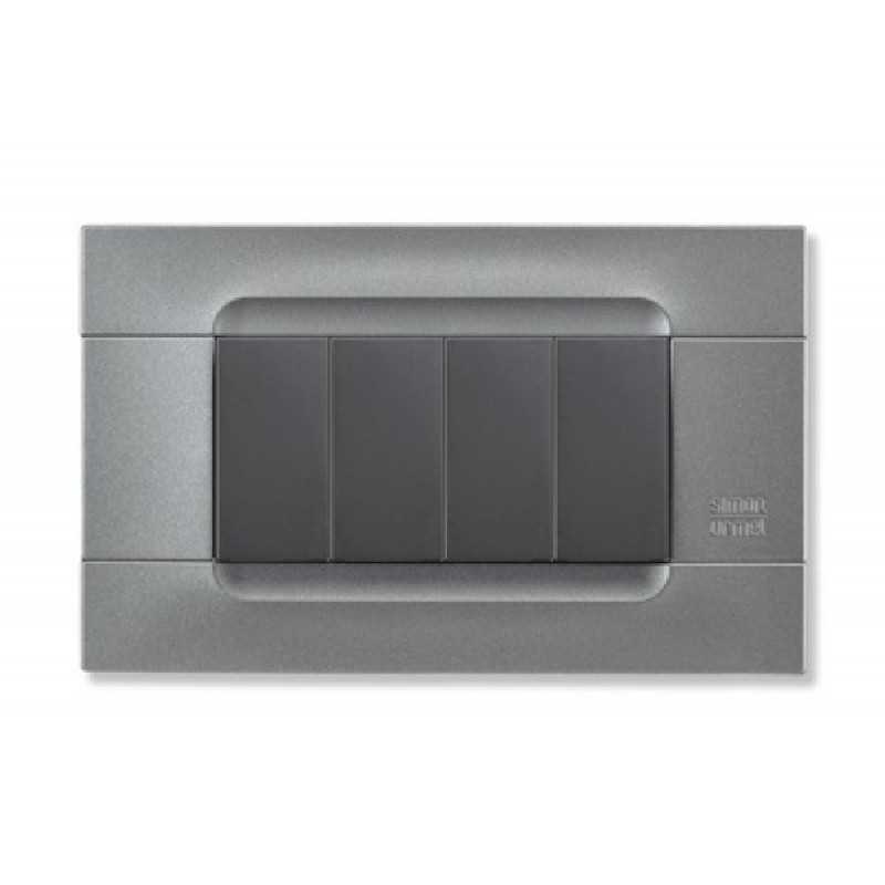 Placca Kadra Tecnopolimero Acciaio 4 Moduli Simon Urmet 10804.AC