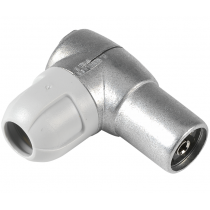 Connettore a 90 gradi IEC schermato Femmina in zamak per cavi coassiali diametro 5-6.9mm TELEVES 4131 Lato