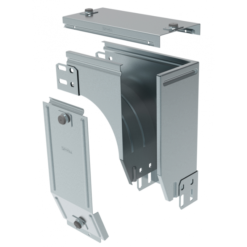 Curva sinistra a 90 gradi in acciaio zincato con discesa di piano 75mm P31 LEGRAND AY150Z