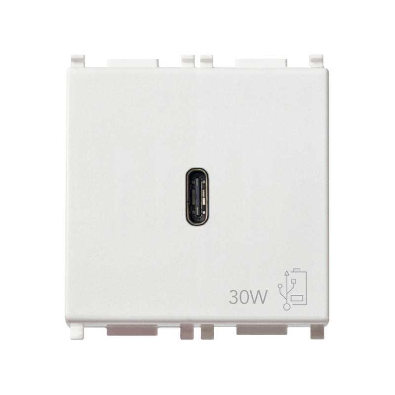 Alimentatore USB Tipo C a ricarica rapida 30W 2 moduli Bianco Vimar 14298